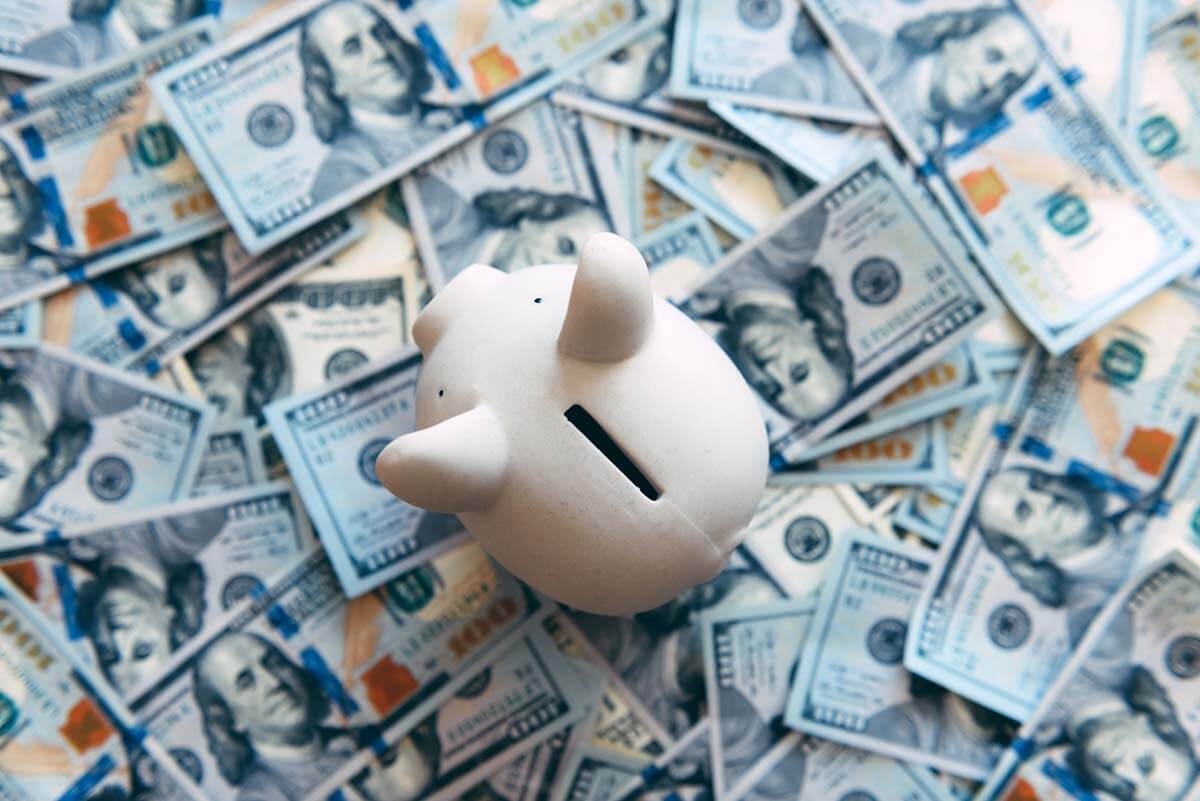 ぶたの貯金箱とお金